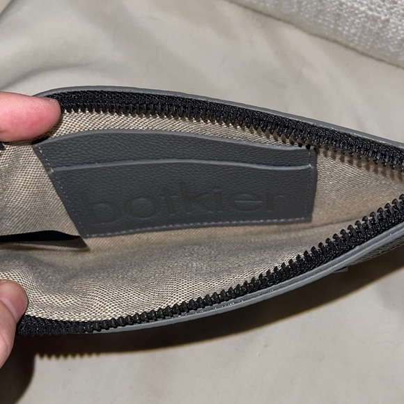 Botkier NY Valentina Charcoal Leather Wristlet Clutch with Silver Detail Botkier